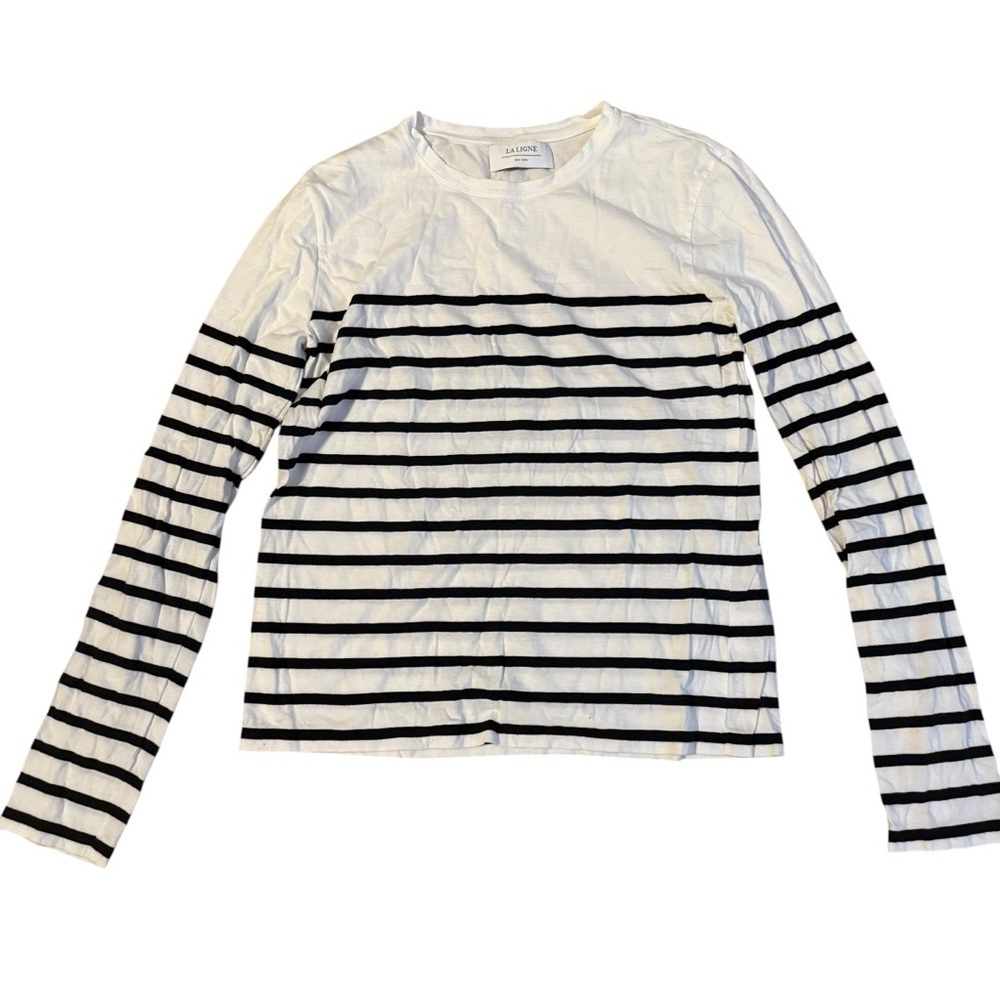 La Ligne Lean Lines Tee In White Black Size Medium - Picture 2 of 5